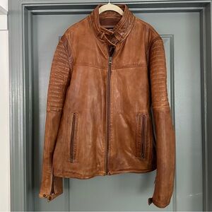 Black Rivet Brown Leather Moto Jacket